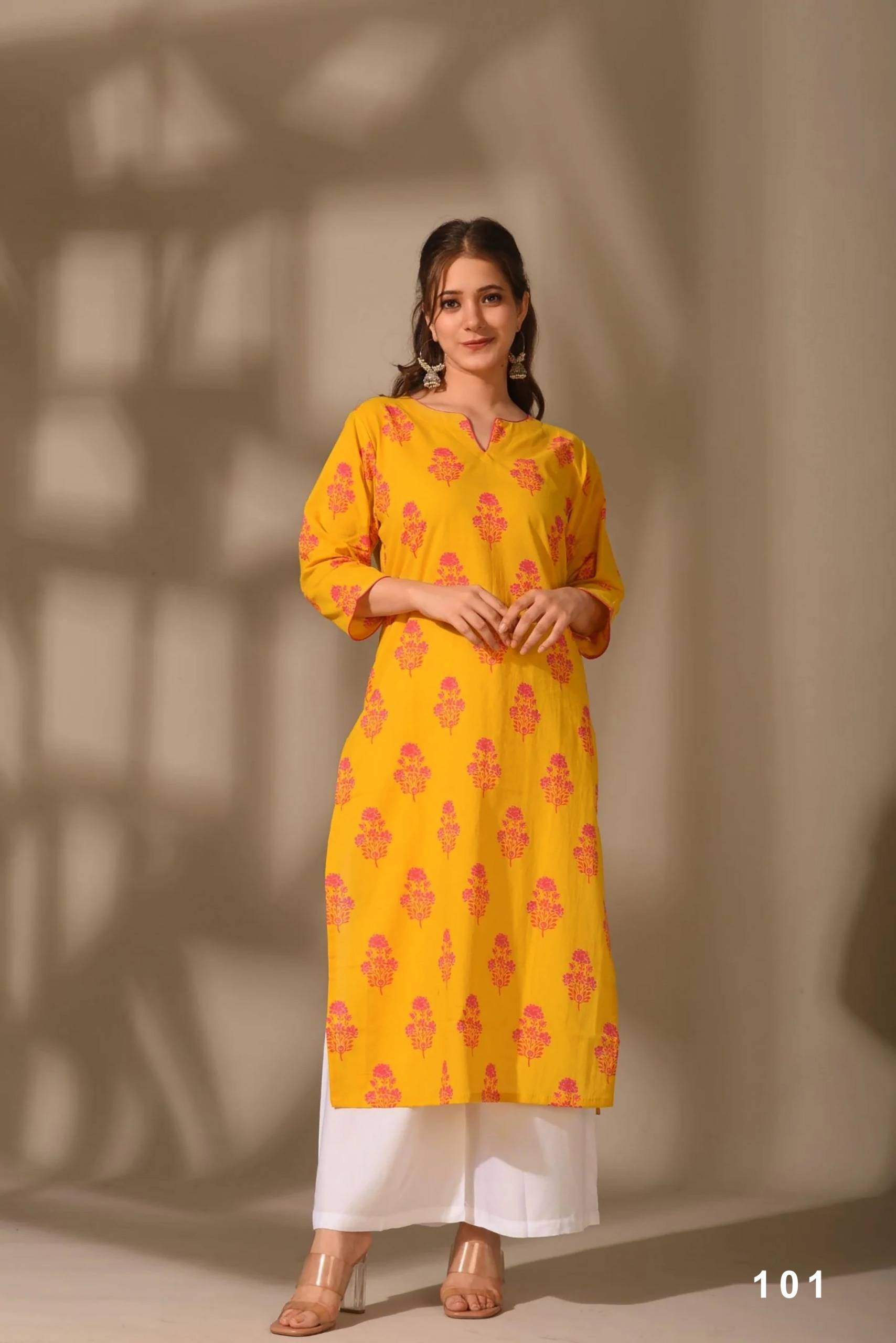 IRA Vol 1 By IRA fashion 101 To 109 Series Beautiful Festive Suits Colourful Cambric Cotton  Print Kurtis At Wholesale Price
